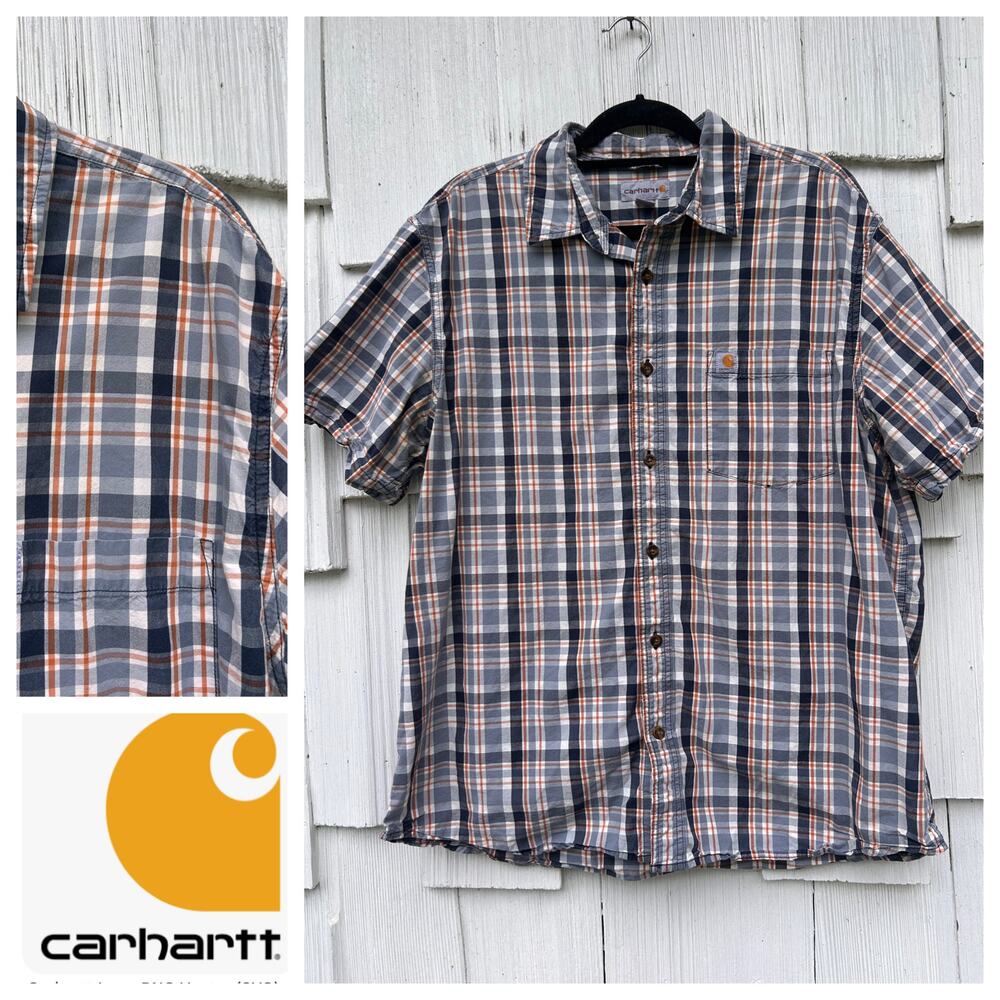 Carhartt Relaxed Fit Plaid Short Sleeve Button Up Casusal Shirt XL